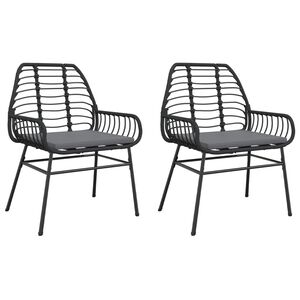 vidaXL Garden Chairs 2 pcs with Cushions Black Poly Rattan