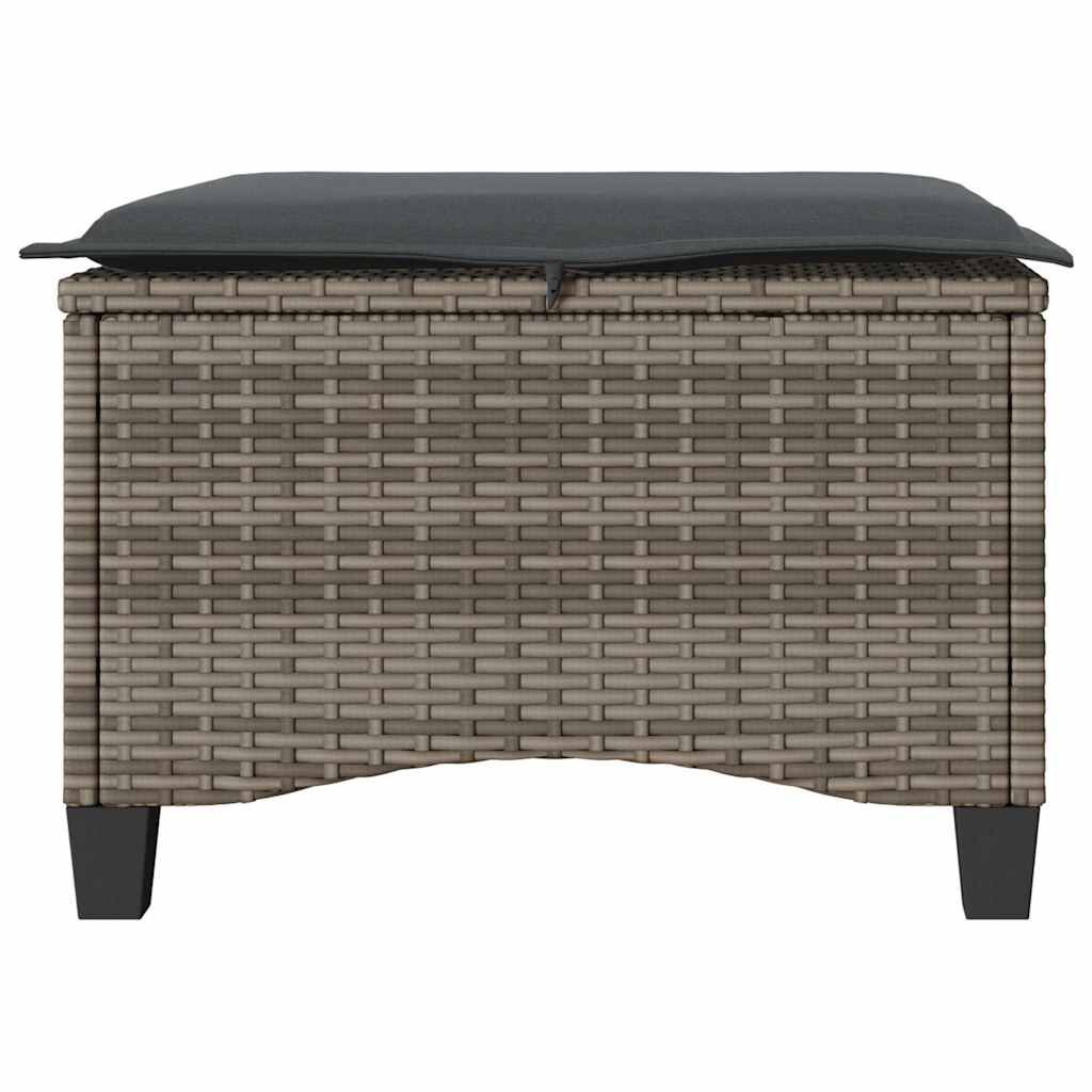 vidaXL Garden Stools with Cushions 2 pcs Grey 55x55x36 cm Poly Rattan