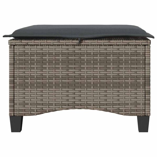 vidaXL Garden Stools with Cushions 2 pcs Grey 55x55x36 cm Poly Rattan