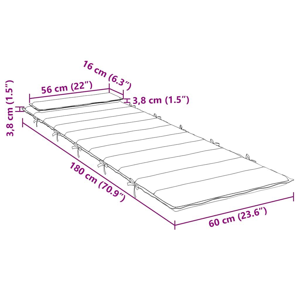vidaXL Sun Lounger Cushion Cream 180x60x4 cm Oxford Fabric