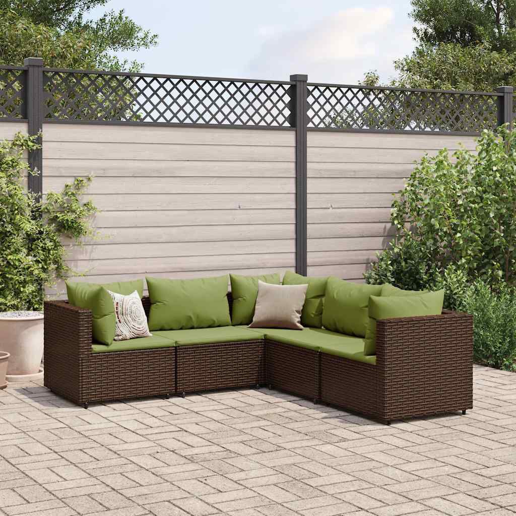 vidaXL 5 Piece Garden Lounge Set with Cushions Brown Poly Rattan