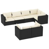 vidaXL 7 Piece Garden Lounge Set with Cushions Black Poly Rattan