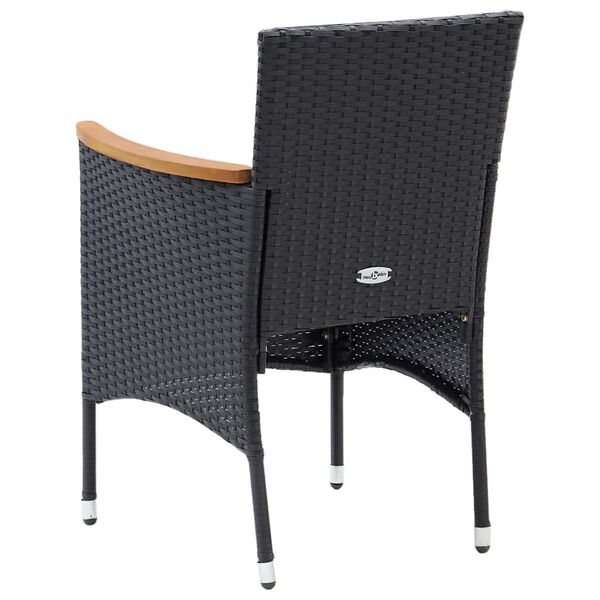 vidaXL 7 Piece Garden Dining Set with Cushions Poly Rattan Black