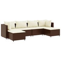 vidaXL 6 Piece Garden Lounge Set with Cushions Brown Poly Rattan