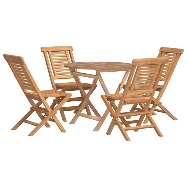 vidaXL 5 Piece Garden Dining Set Solid Wood Teak
