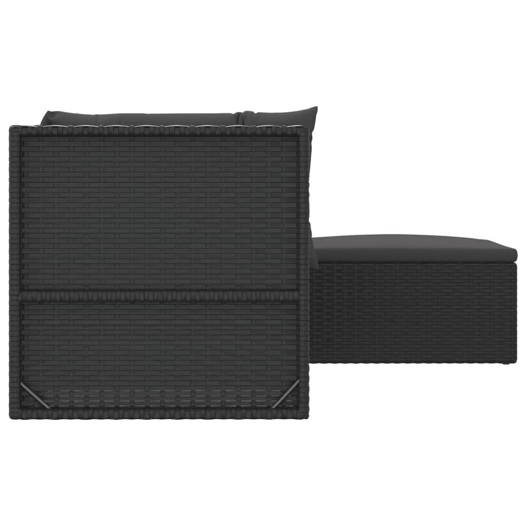 vidaXL 4 Piece Garden Lounge Set with Cushions Black Poly Rattan
