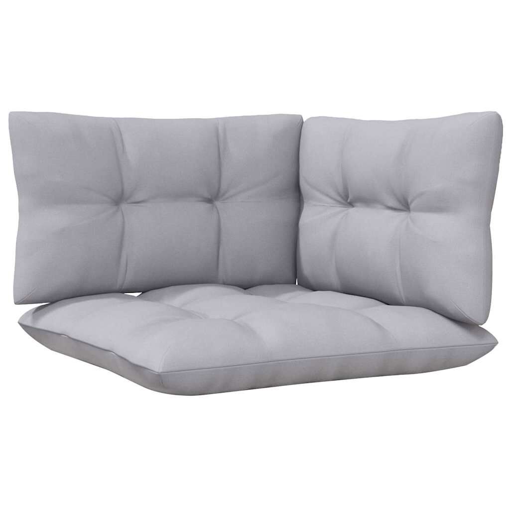 vidaXL 3 Piece Garden Lounge Set with Grey Cushions Solid Pinewood