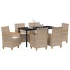 vidaXL Garden Dining Set 7 pcs Beige Poly Rattan