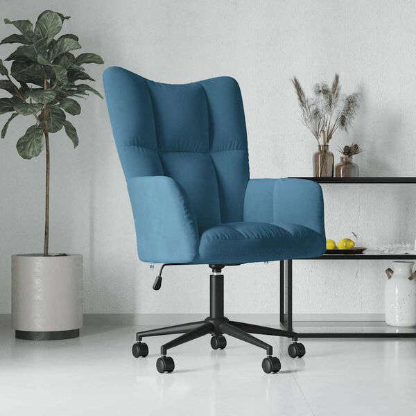 vidaXL Relaxing Chair Blue Velvet