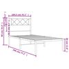 vidaXL Metal Bed Frame without Mattress with Headboard Black 100x190cm