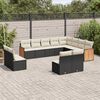 vidaXL 12 Piece Garden Sofa Set with Cushions Black Poly Rattan
