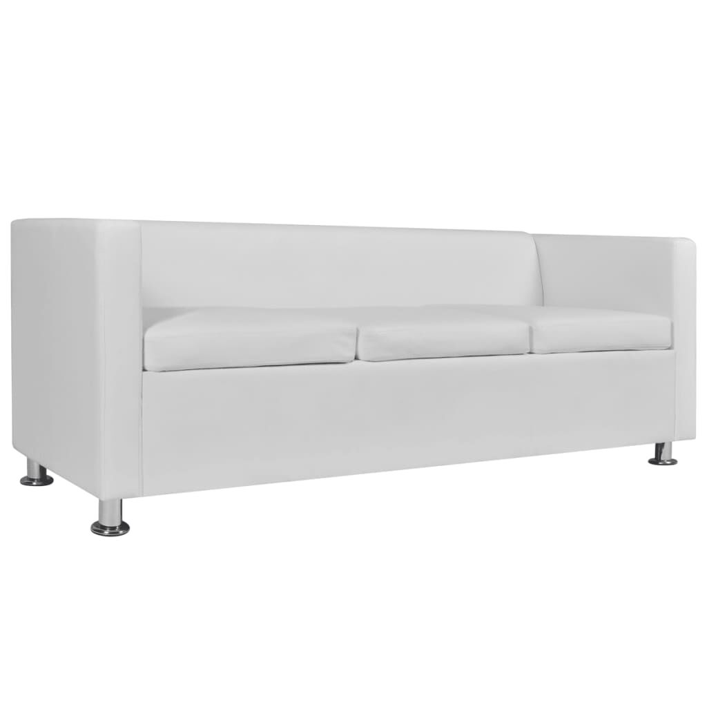 vidaXL Sofa 3-Seater Artificial Leather White