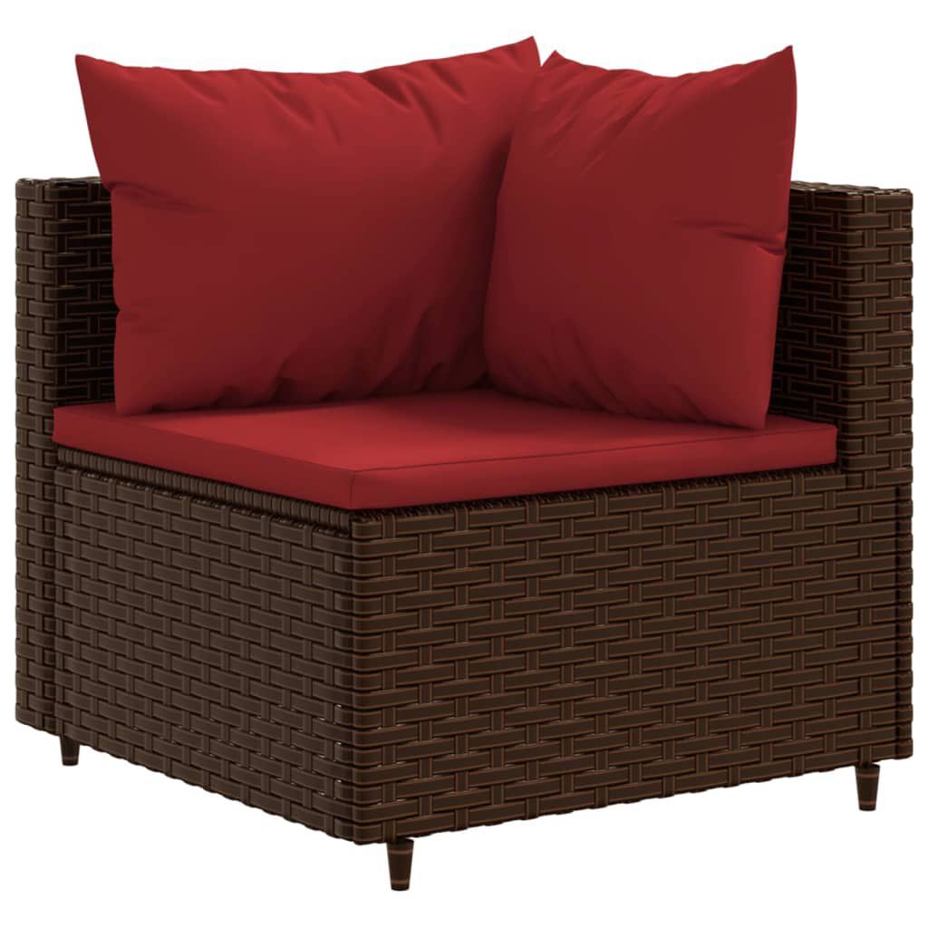 vidaXL 6 Piece Garden Lounge Set with Cushions Brown Poly Rattan