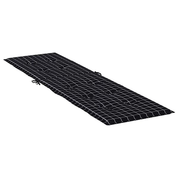 vidaXL Deck Chair Cushion Black Check Pattern Oxford Fabric
