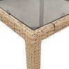vidaXL Garden Table with Glass Top Beige 90x90x75 cm Poly Rattan