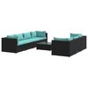 vidaXL 8 Piece Garden Lounge Set with Cushions Poly Rattan Black