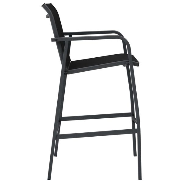 vidaXL Garden Bar Chairs 2 pcs Black Textilene