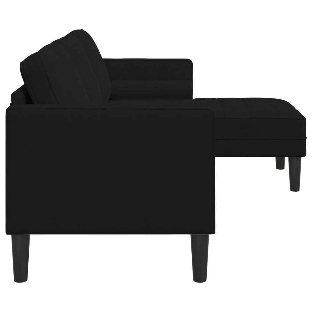 vidaXL Garden Sofa with Bench and Cushions L-Shaped Black Velvet