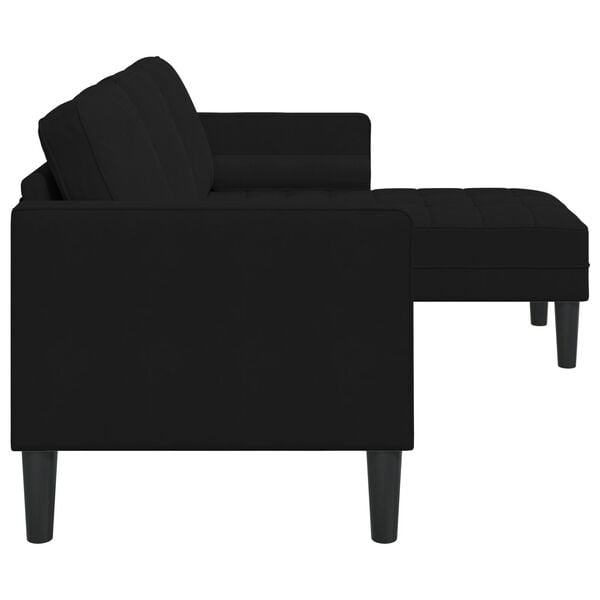 vidaXL Garden Sofa with Bench and Cushions L-Shaped Black Velvet