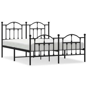 vidaXL Metal Bed Frame without Mattress with Footboard Black 150x200cm