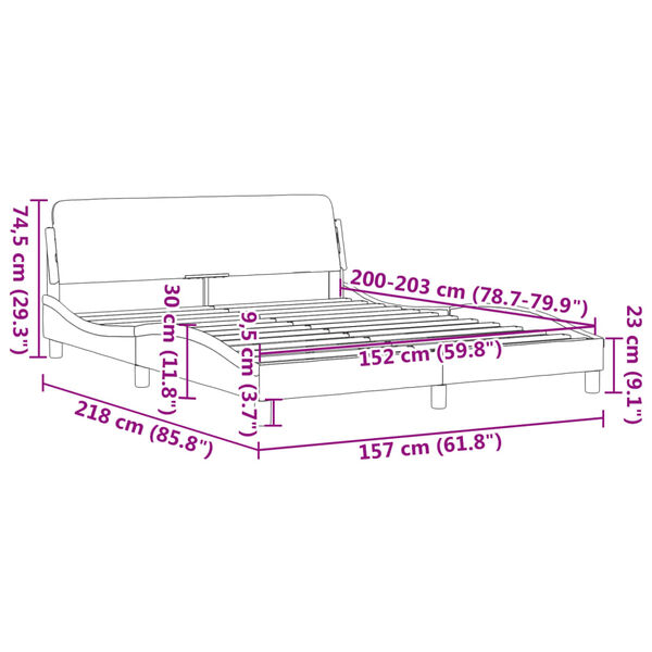 vidaXL Bed Frame "Dover" Dark Grey 152x203 cm Queen Velvet
