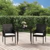 vidaXL 3 Piece Garden Dining Set with Cushions Black Poly Rattan