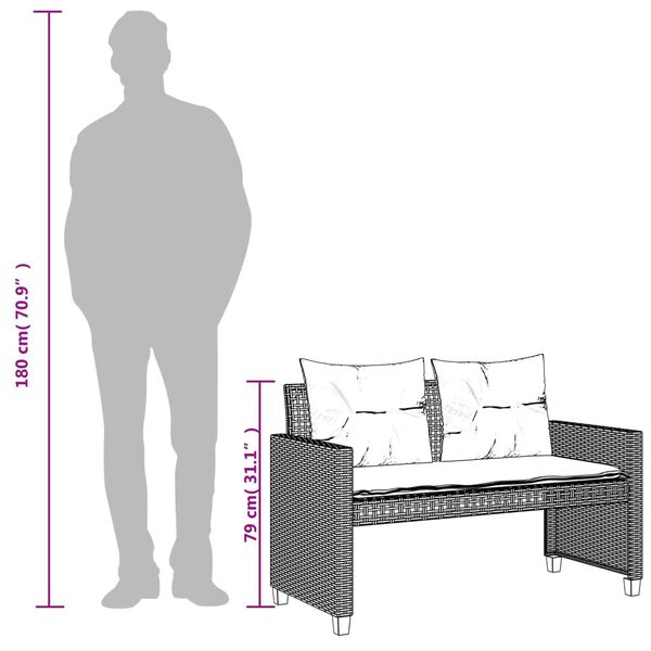 vidaXL 4 Piece Garden Sofa Set with Cushions Grey Poly Rattan Glass