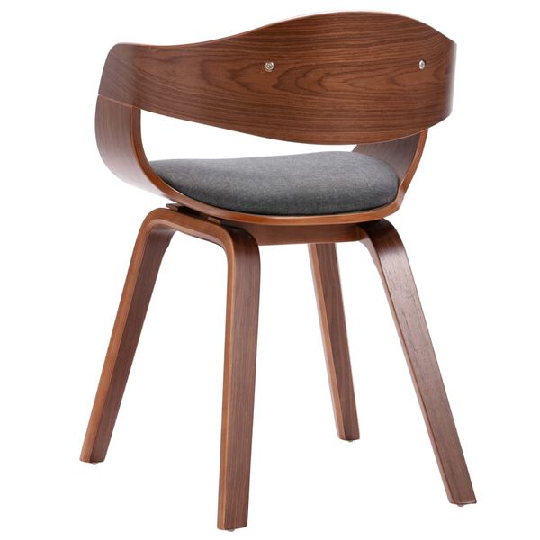 vidaXL Dining Chairs 2 pcs Bent Wood and Grey Fabric