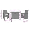 vidaXL 3 Piece Bistro Set with Cushions Grey Poly Rattan