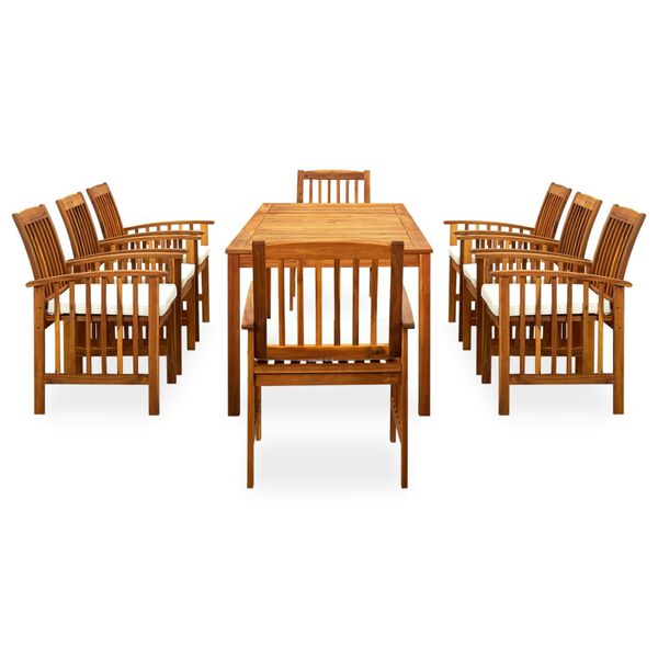 vidaXL 9 Piece Garden Dining Set with Cushions Solid Acacia Wood