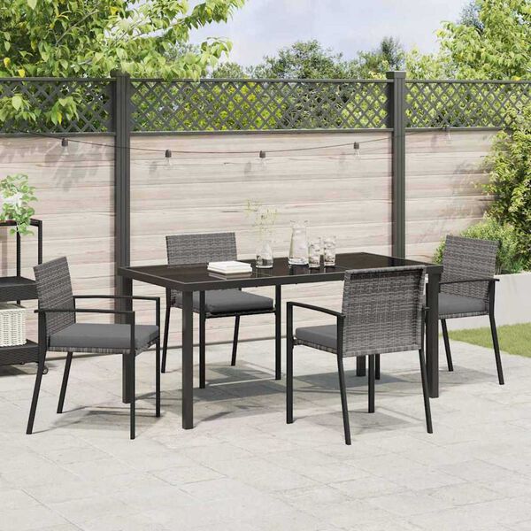 vidaXL Garden Dining Set 5 pcs Grey Powder-Coated Steel