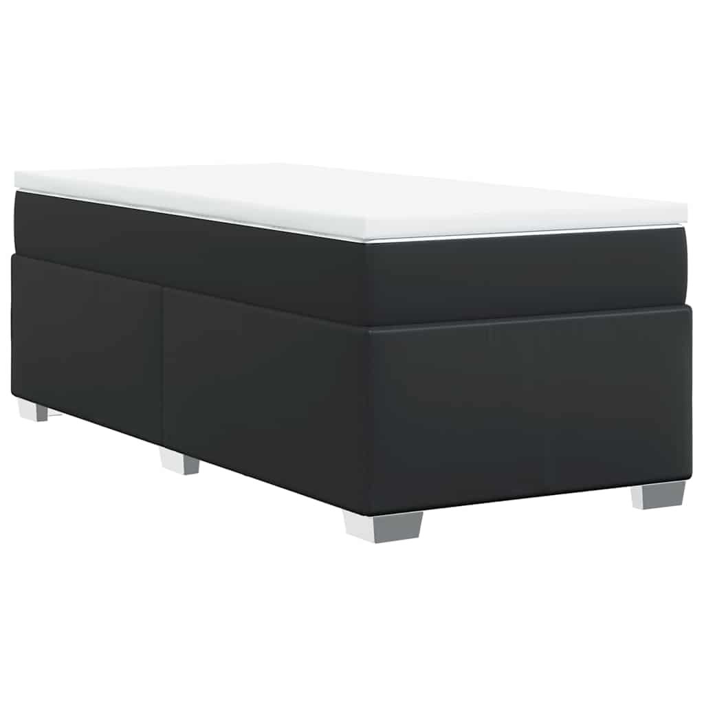 vidaXL Box Spring Bed with Mattress Black Twin XL Faux Leather