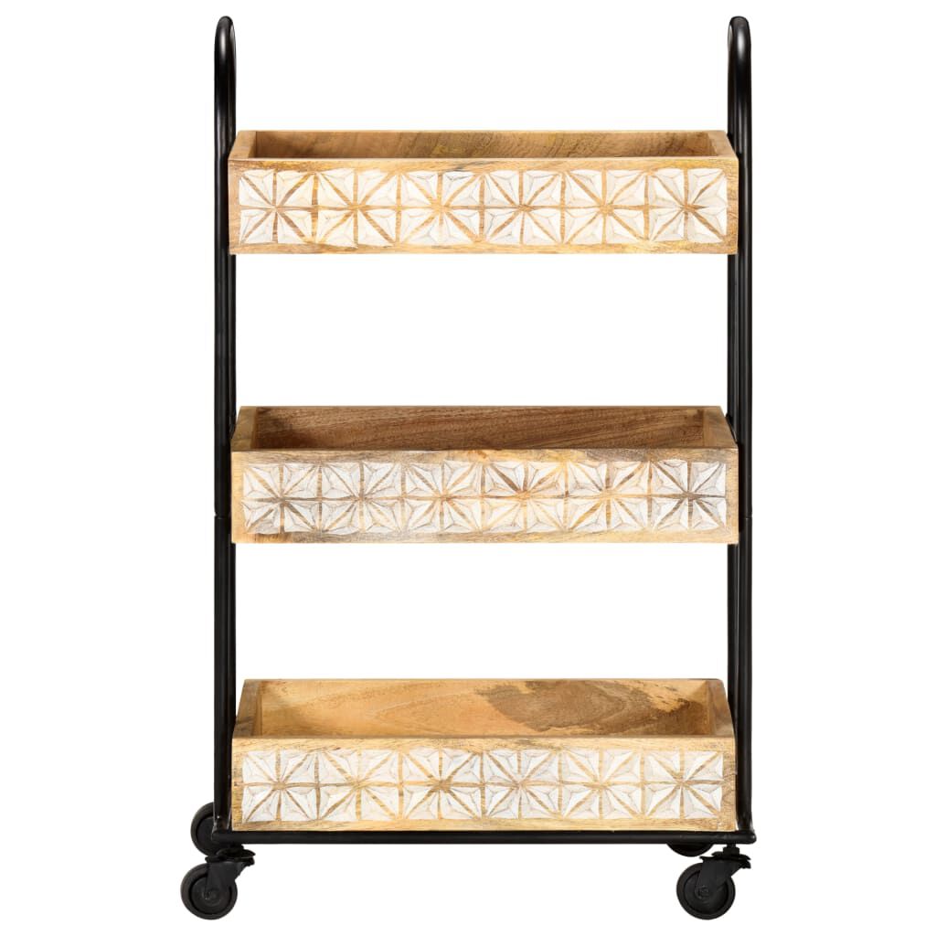 vidaXL 3-Tier Kitchen Trolley 46x30x76 cm Solid Mango Wood