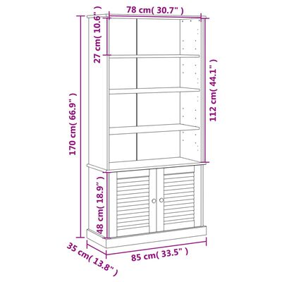 vidaXL Bookcase VIGO 85x35x170 cm Solid Wood Pine