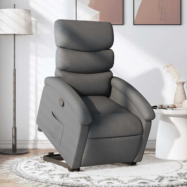 vidaXL Stand up Recliner Chair Dark Grey Fabric