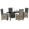 vidaXL Garden Dining Set with Cushion 5 pcs Grey Poly Rattan