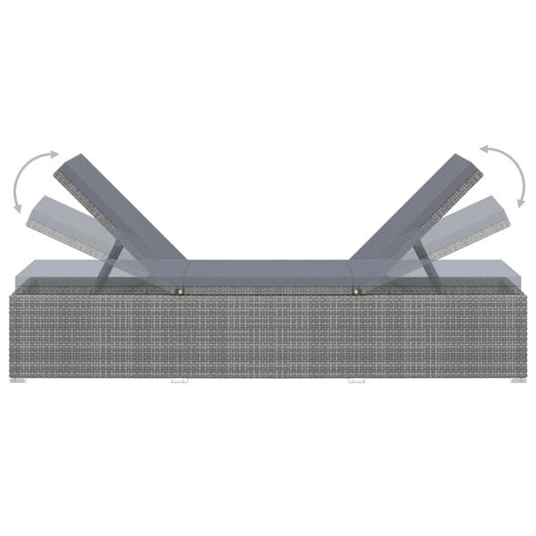 vidaXL Sun Lounger with Cushion and Tea Table Poly Rattan Grey