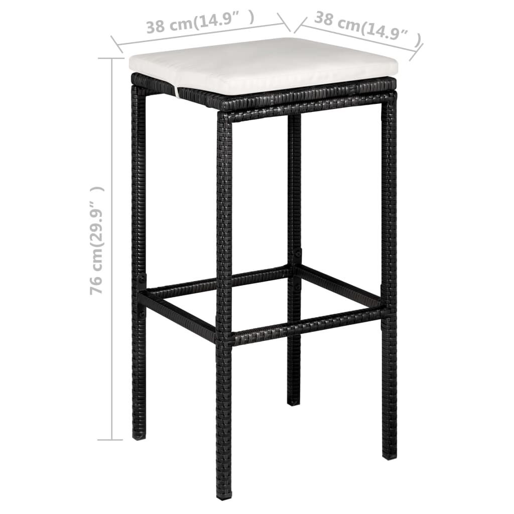 vidaXL 5 Piece Garden Bar Set with Cushions Poly Rattan Black