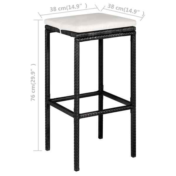 vidaXL 5 Piece Garden Bar Set with Cushions Poly Rattan Black