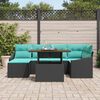 vidaXL Garden Dining Set with Cushion 7 pcs Black and Teal