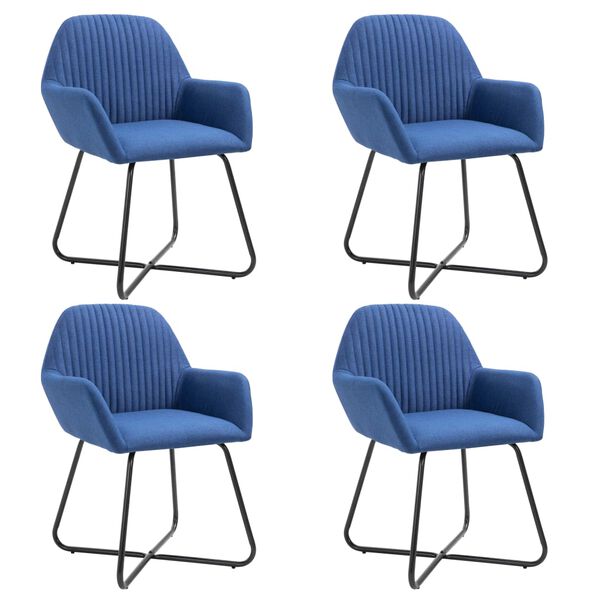 vidaXL Dining Chairs 4 pcs Blue Fabric