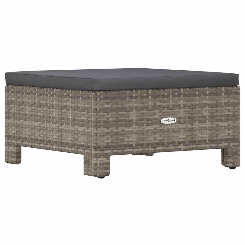 vidaXL Garden Footrest with Cushion Grey Poly Rattan