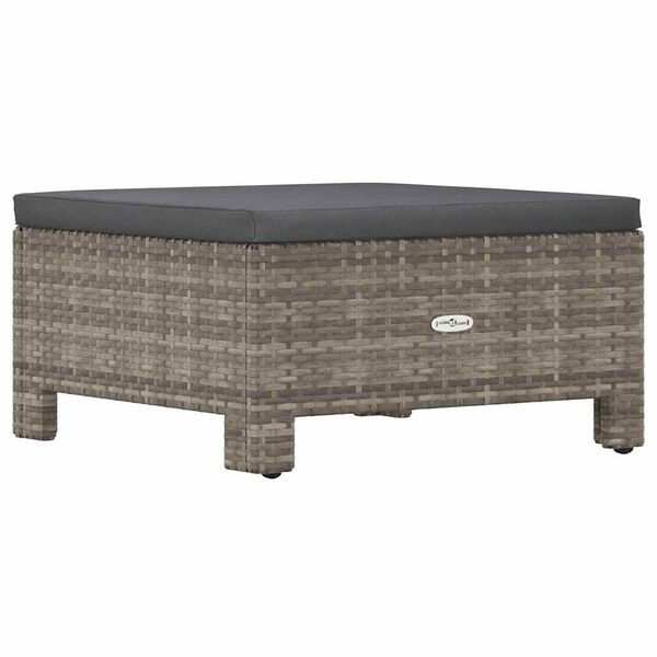 vidaXL Garden Footrest with Cushion Grey Poly Rattan