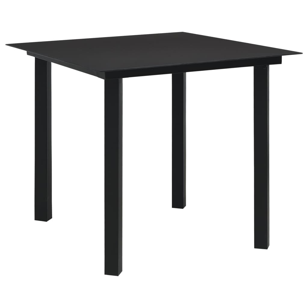 vidaXL 3 Piece Garden Dining Set Black Glass and Steel