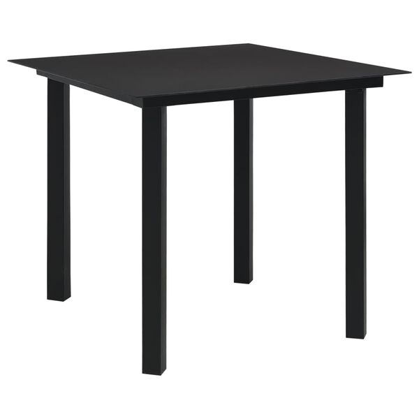 vidaXL 3 Piece Garden Dining Set Black Glass and Steel