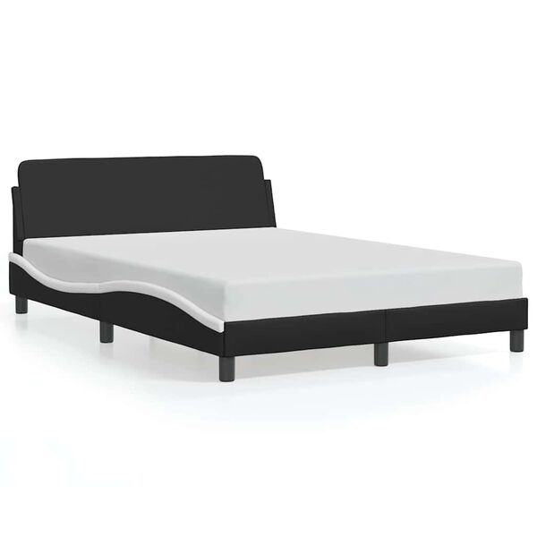 vidaXL Bed Frame "Dover" Black and White 137x190 cm Double Faux Leather