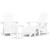 vidaXL Garden Adirondack Chairs with Footstool & Table HDPE White