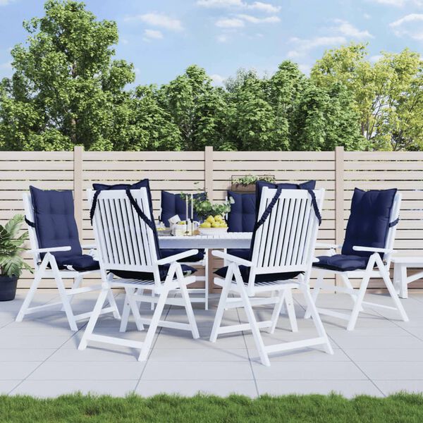 vidaXL Highback Chair Cushions 6 pcs Navy Blue Oxford Fabric