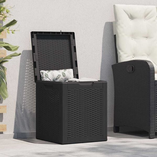 vidaXL Garden Storage Box 90L Black PP Rattan