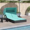vidaXL Double Sun Lounger with Canopy and Cushions Black Poly Rattan